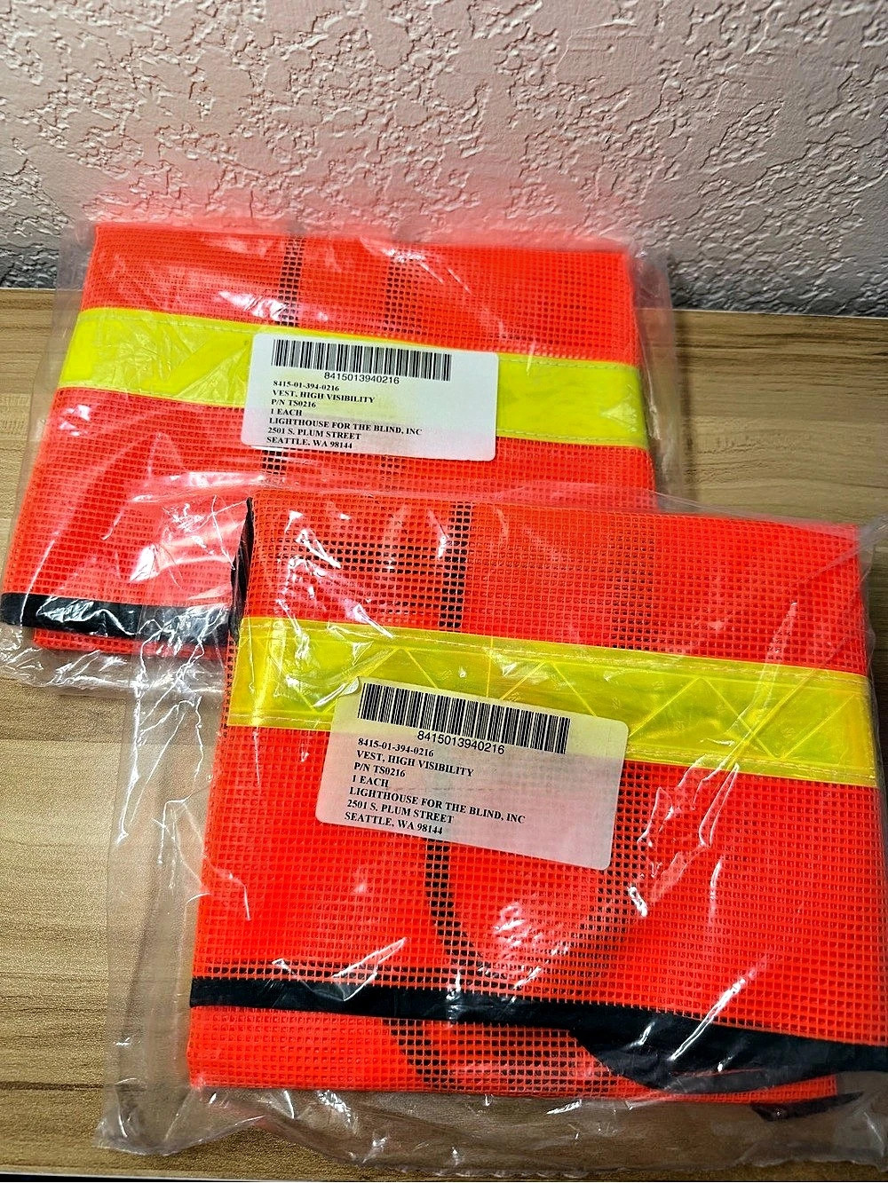 Construction High Visibility Vest Lot of 2 Neon Orange & Yellow One Size S-XL